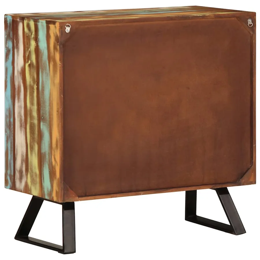 Armoire à tiroir multicolore 70x35x70 cm bois de récupération - 5