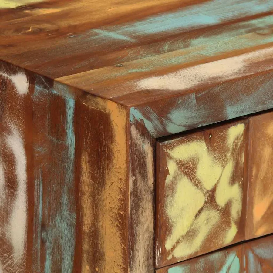 Armoire à tiroir multicolore 70x35x70 cm bois de récupération - 6
