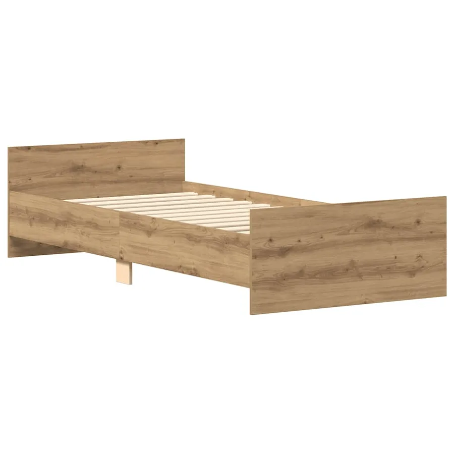 Cadre de lit sans matelas chêne artisanal 90x190 cm - 4