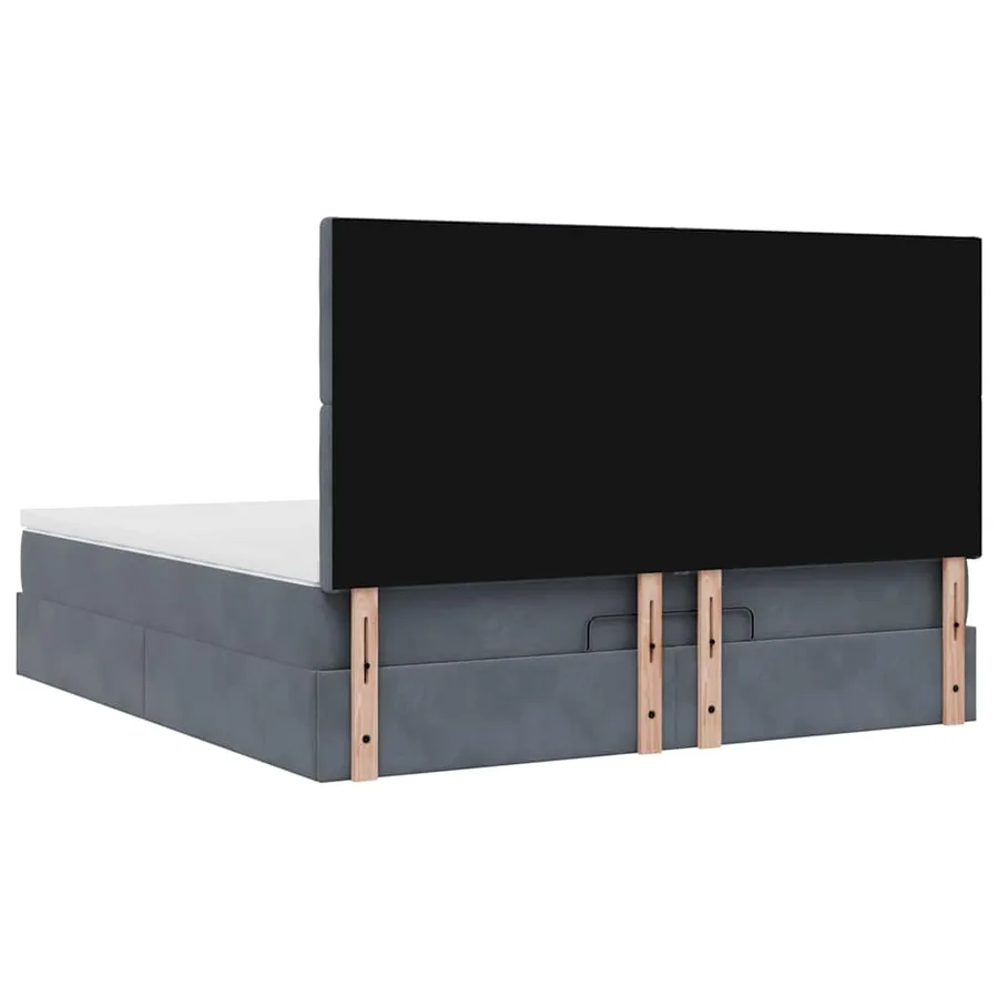 Cadre de lit ottoman avec matelas gris foncé 160x200cm velours - 9