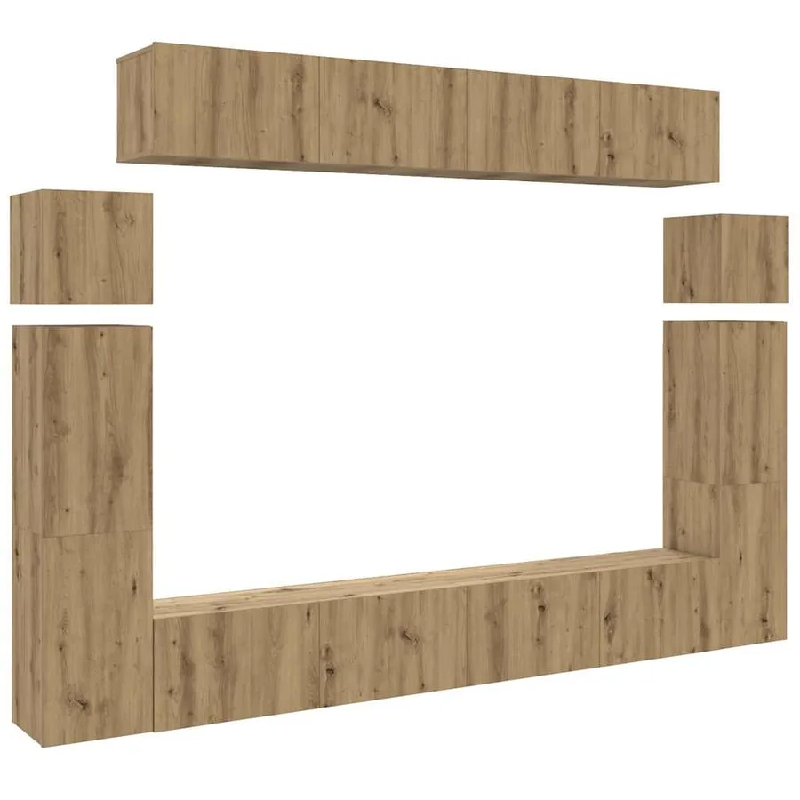 Ensemble de meuble TV mural 8 pcs chêne artisanal - 2