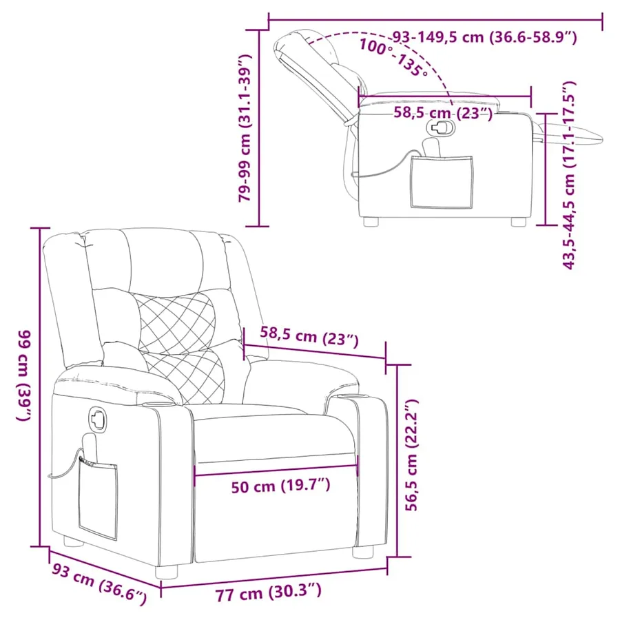 Fauteuil de massage inclinable Crème Tissu - 13