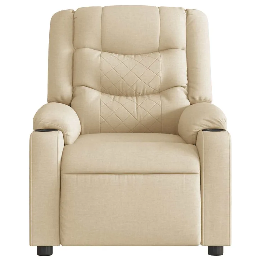 Fauteuil de massage inclinable Crème Tissu - 3