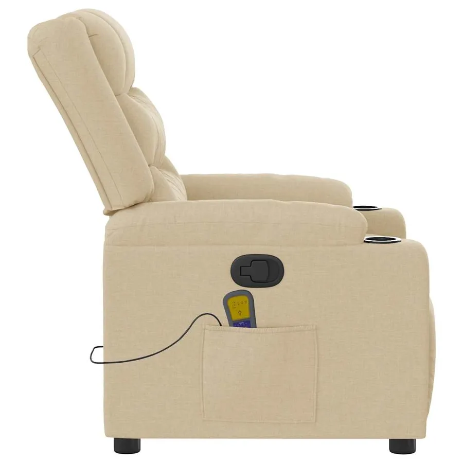 Fauteuil de massage inclinable Crème Tissu - 4