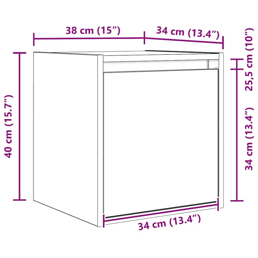 Tables de chevet murales 2 pcs chêne artisanal 38x34x40 cm - 16