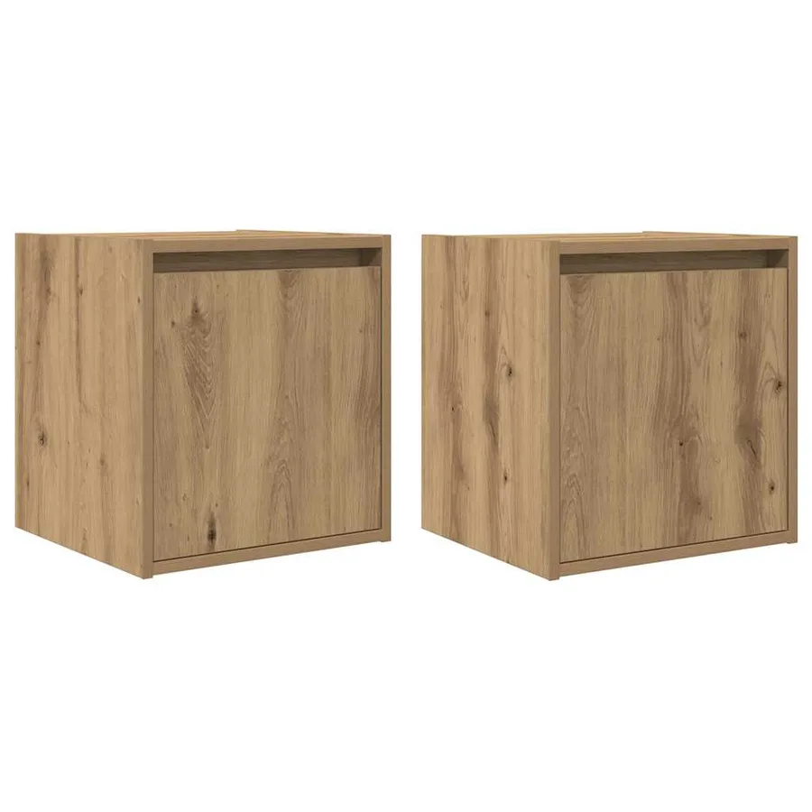 Tables de chevet murales 2 pcs chêne artisanal 38x34x40 cm - 2