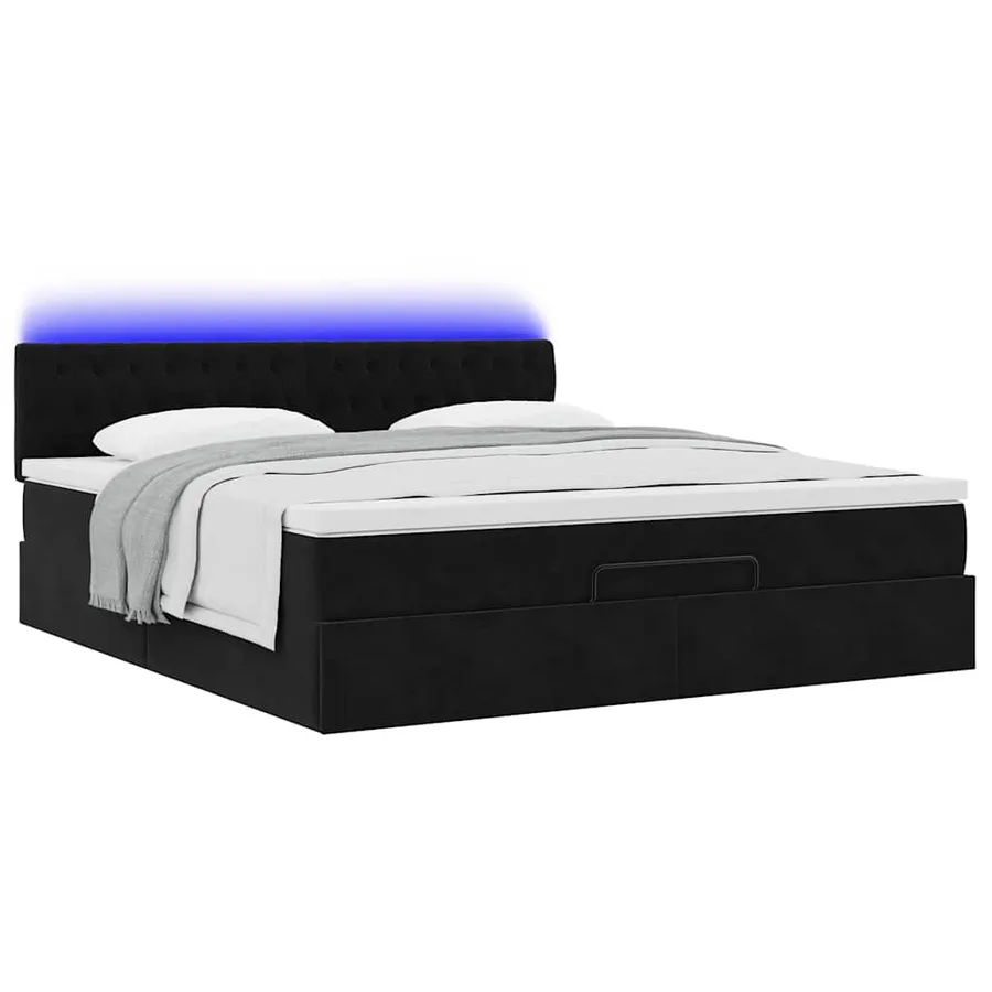 Cadre de lit ottoman avec matelas noir 160x200 cm velours - 3