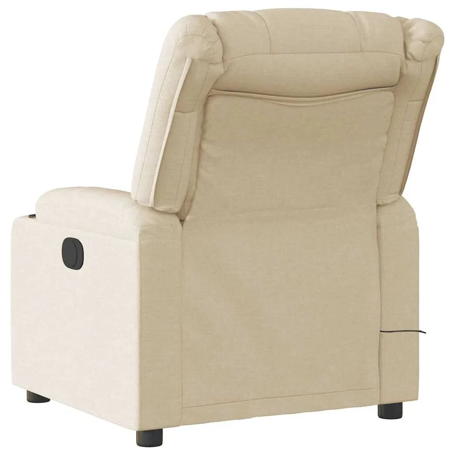 Fauteuil inclinable de massage électrique crème tissu - 8