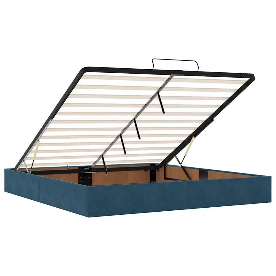 Cadre de lit ottoman avec matelas bleu foncé 160x200 cm velours - 11