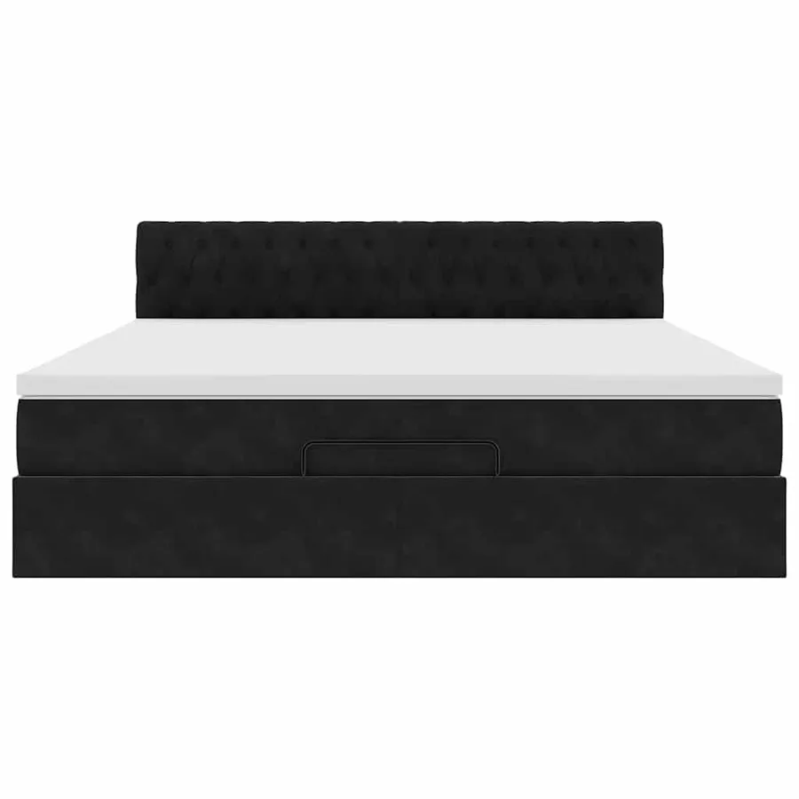 Cadre de lit ottoman avec matelas noir 160x200 cm velours - 7