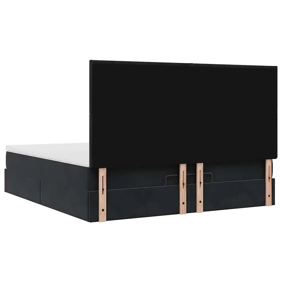 Cadre de lit ottoman avec matelas noir 160x200 cm velours - 10