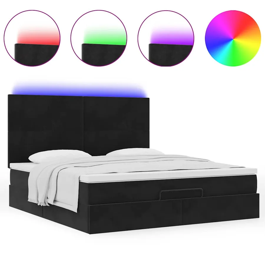 Cadre de lit ottoman avec matelas noir 160x200 cm velours - 5