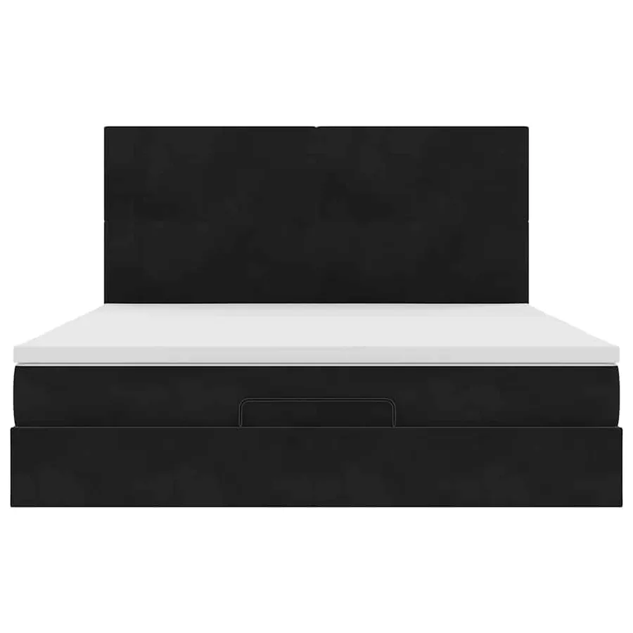 Cadre de lit ottoman avec matelas noir 160x200 cm velours - 8