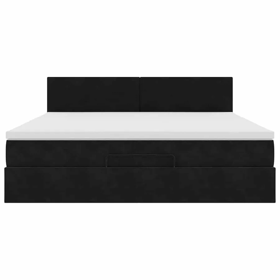 Cadre de lit ottoman avec matelas noir 160x200 cm velours - 7