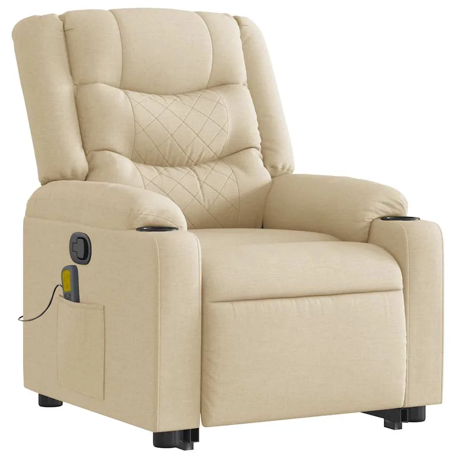 Fauteuil inclinable de massage Crème Tissu - 6
