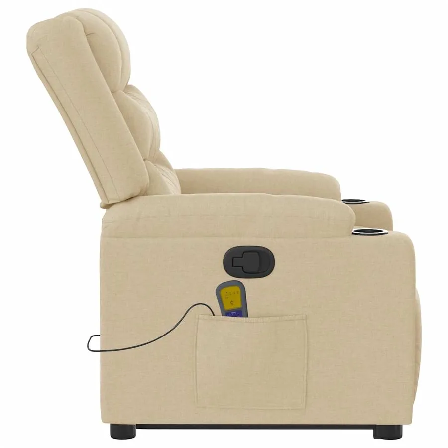 Fauteuil inclinable de massage Crème Tissu - 7