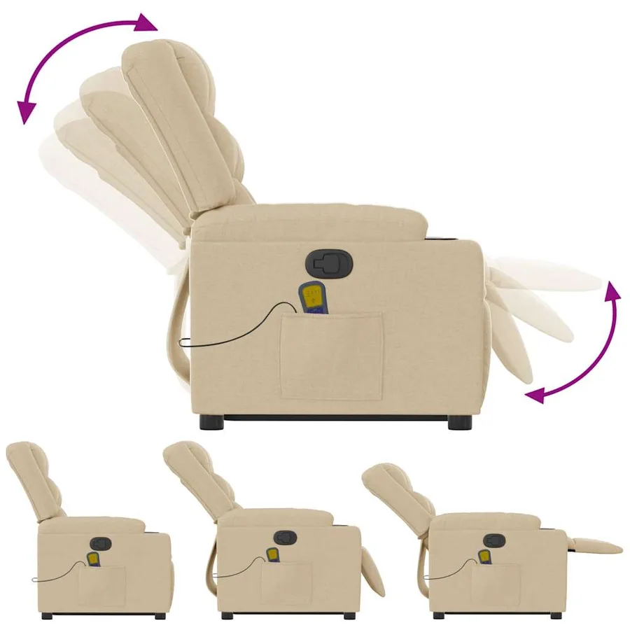 Fauteuil inclinable de massage Crème Tissu - 9