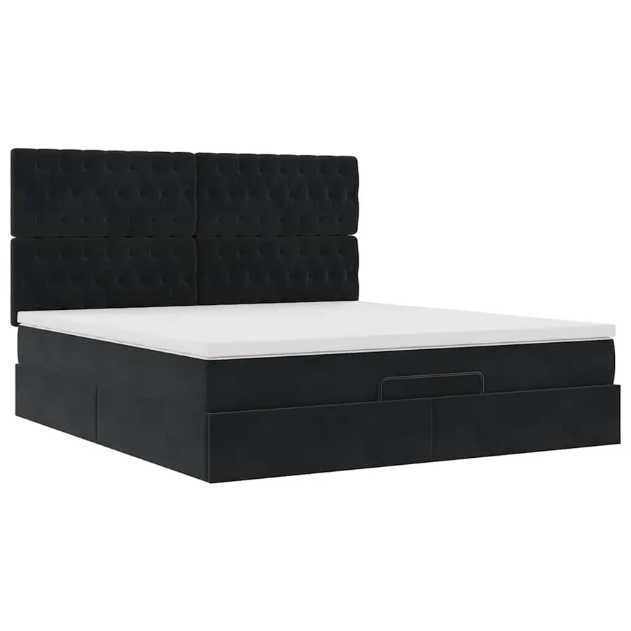 Cadre de lit ottoman avec matelas noir 160x200 cm velours - 6