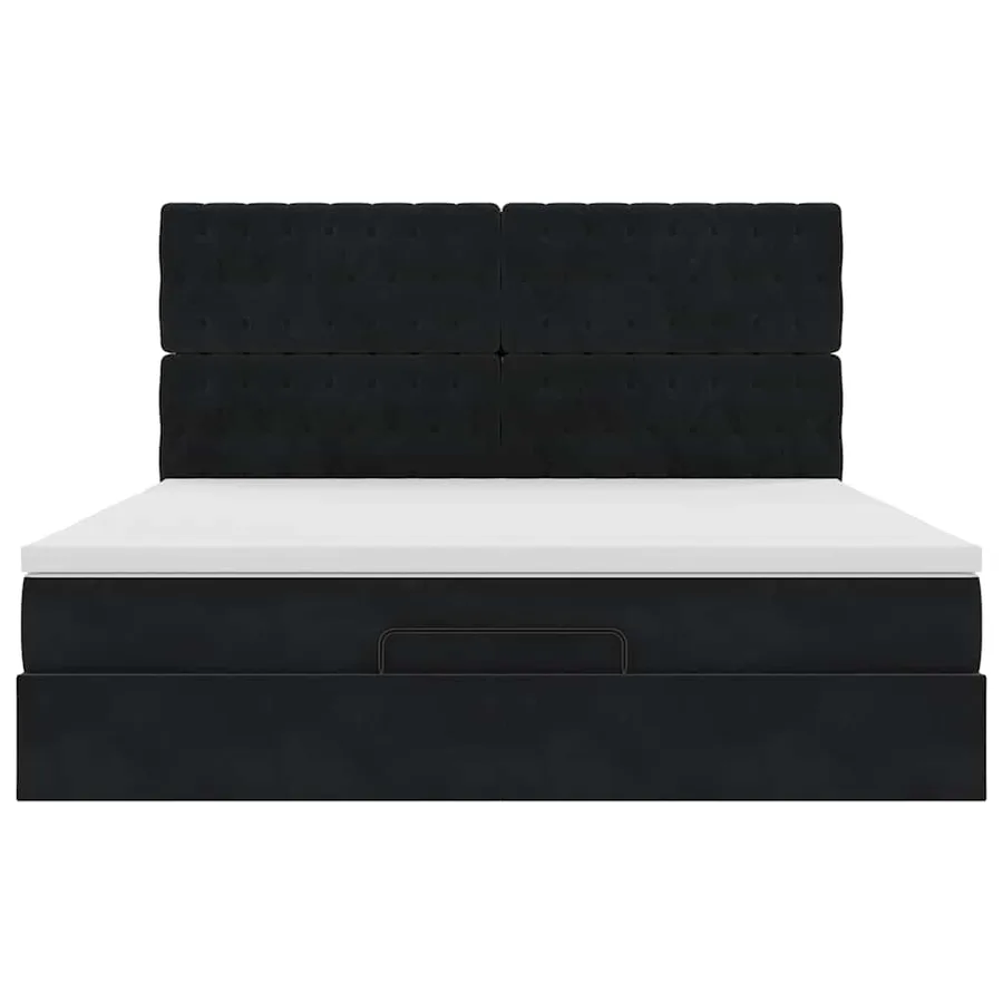 Cadre de lit ottoman avec matelas noir 160x200 cm velours - 7