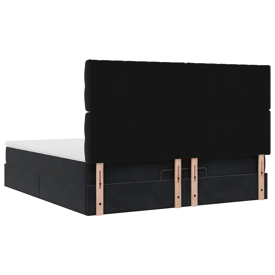 Cadre de lit ottoman avec matelas noir 160x200 cm velours - 9