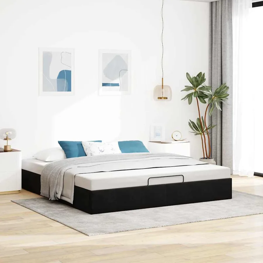 Cadre de lit ottoman sans matelas noir 160x200 cm velours - 3