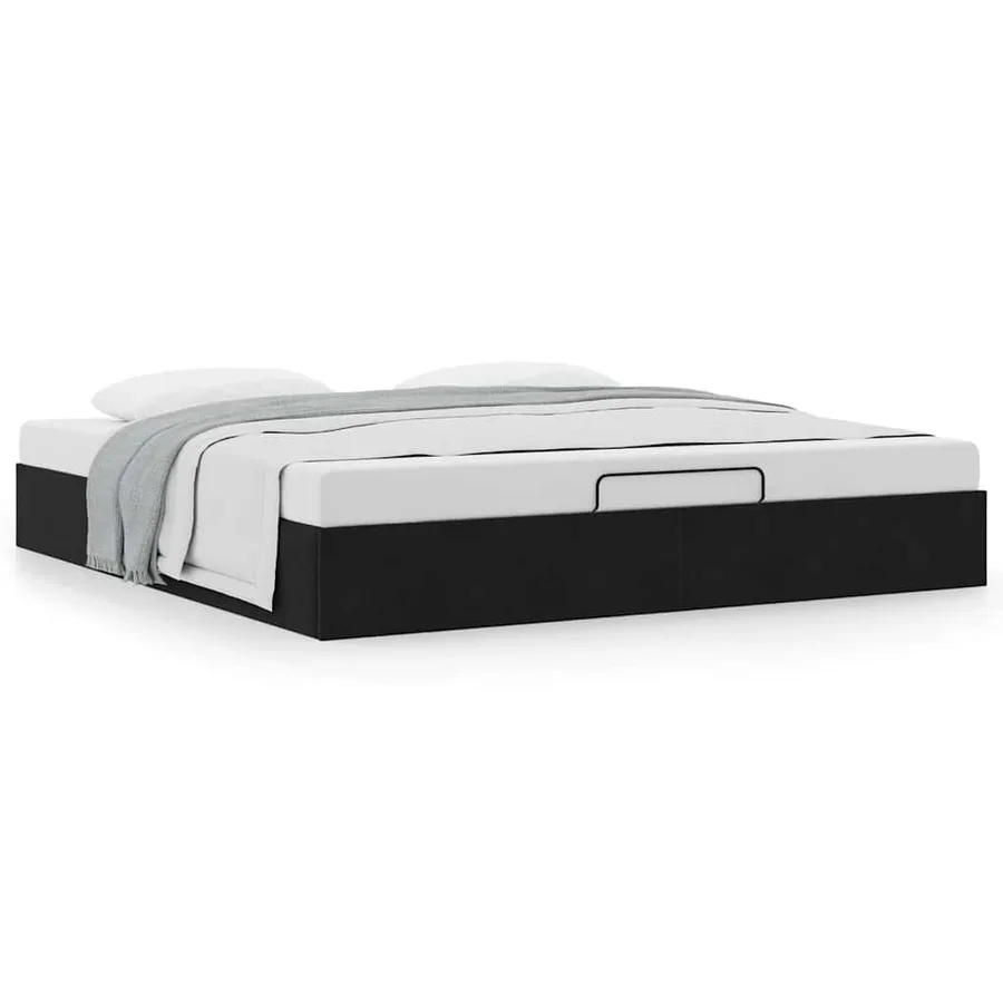 Cadre de lit ottoman sans matelas noir 160x200 cm velours - 4