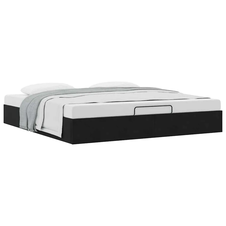 Cadre de lit ottoman sans matelas noir 160x200 cm velours - 5