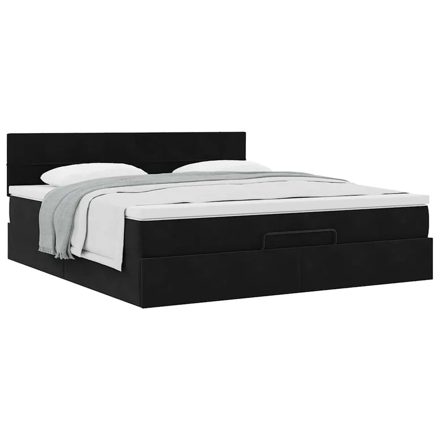 Cadre de lit ottoman avec matelas noir 160x200 cm velours - 4