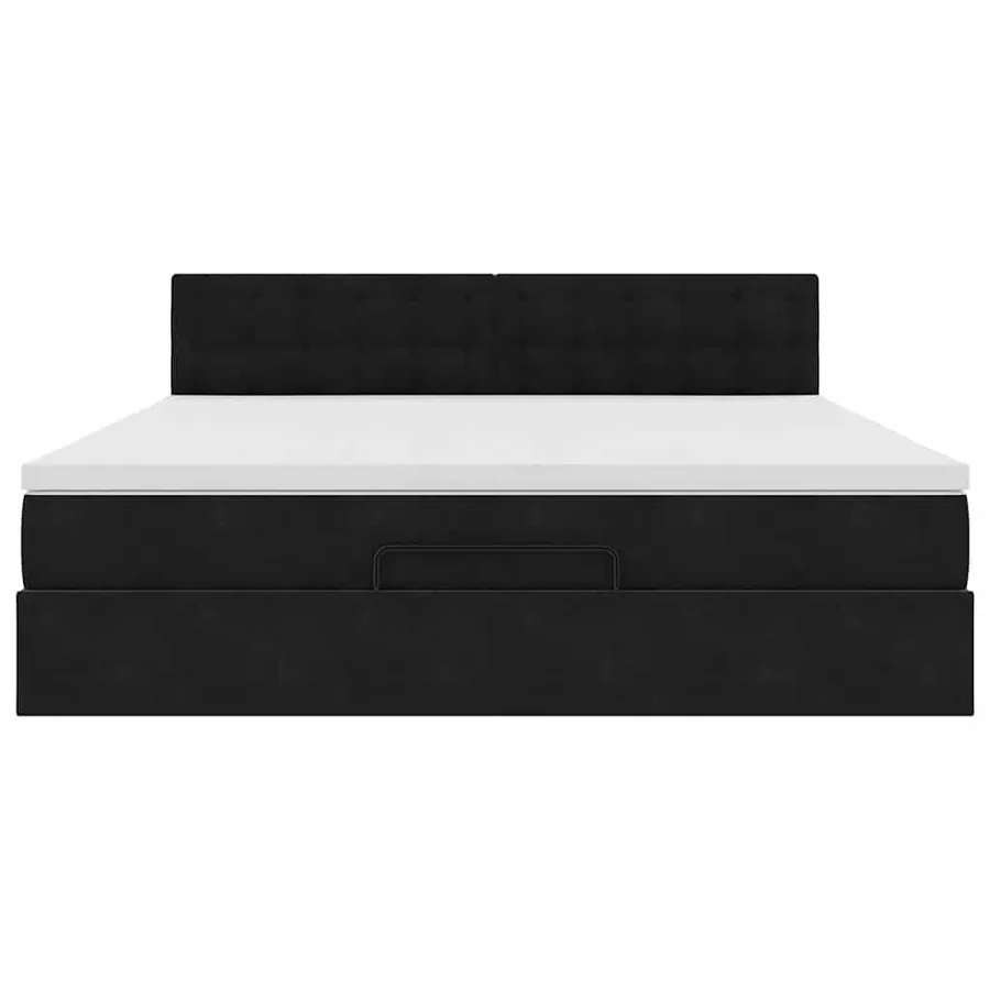 Cadre de lit ottoman avec matelas noir 160x200 cm velours - 8