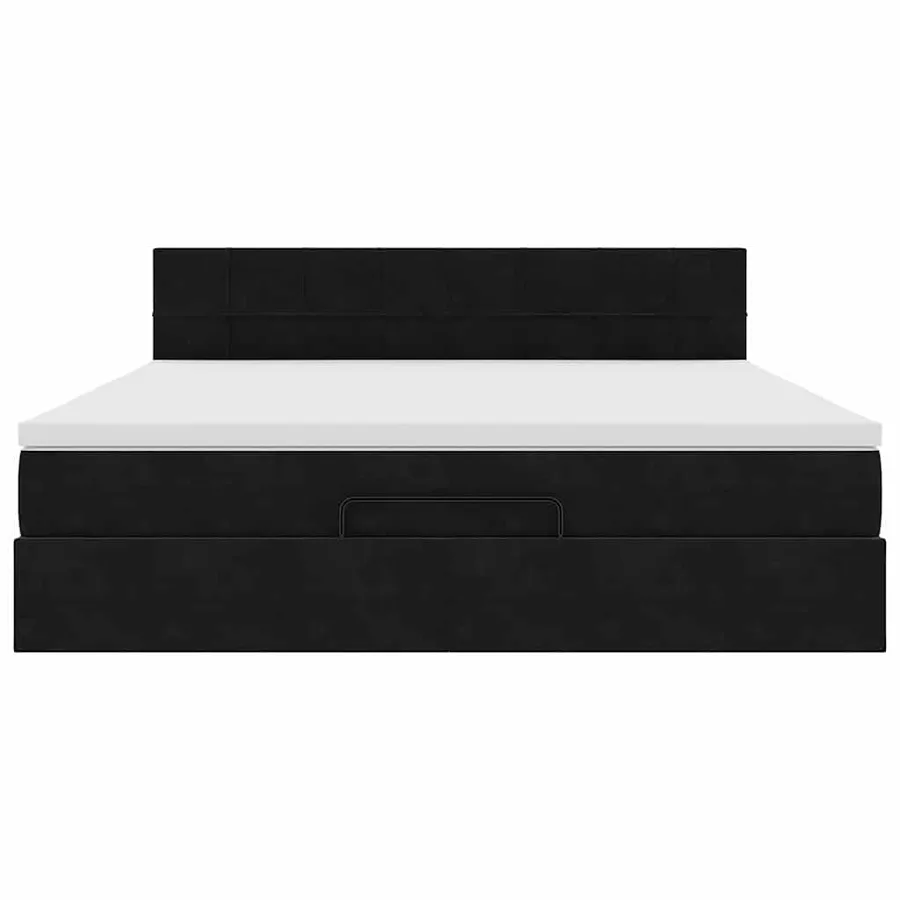 Cadre de lit ottoman avec matelas noir 160x200 cm velours - 6