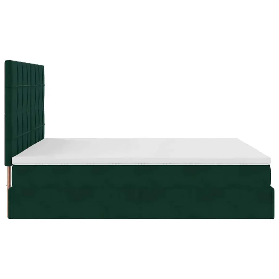 Cadre de lit ottoman avec matelas vert foncé 160x200 cm velours - 9