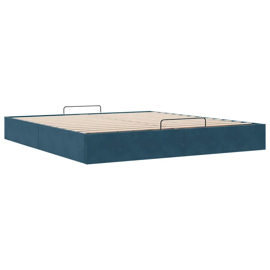 Cadre de lit ottoman sans matelas bleu foncé 160x200 cm velours - 6