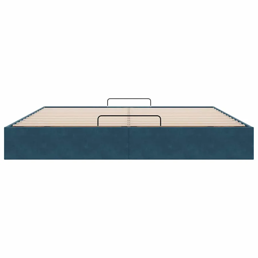 Cadre de lit ottoman sans matelas bleu foncé 160x200 cm velours - 7