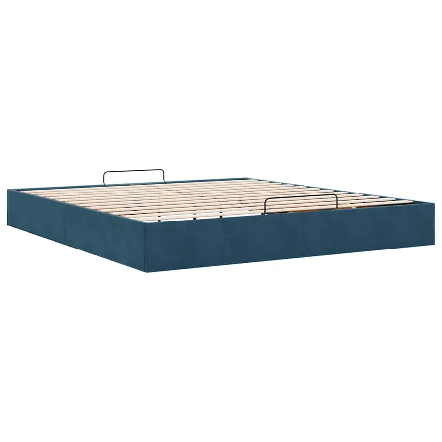 Cadre de lit ottoman sans matelas bleu foncé 160x200 cm velours - 9