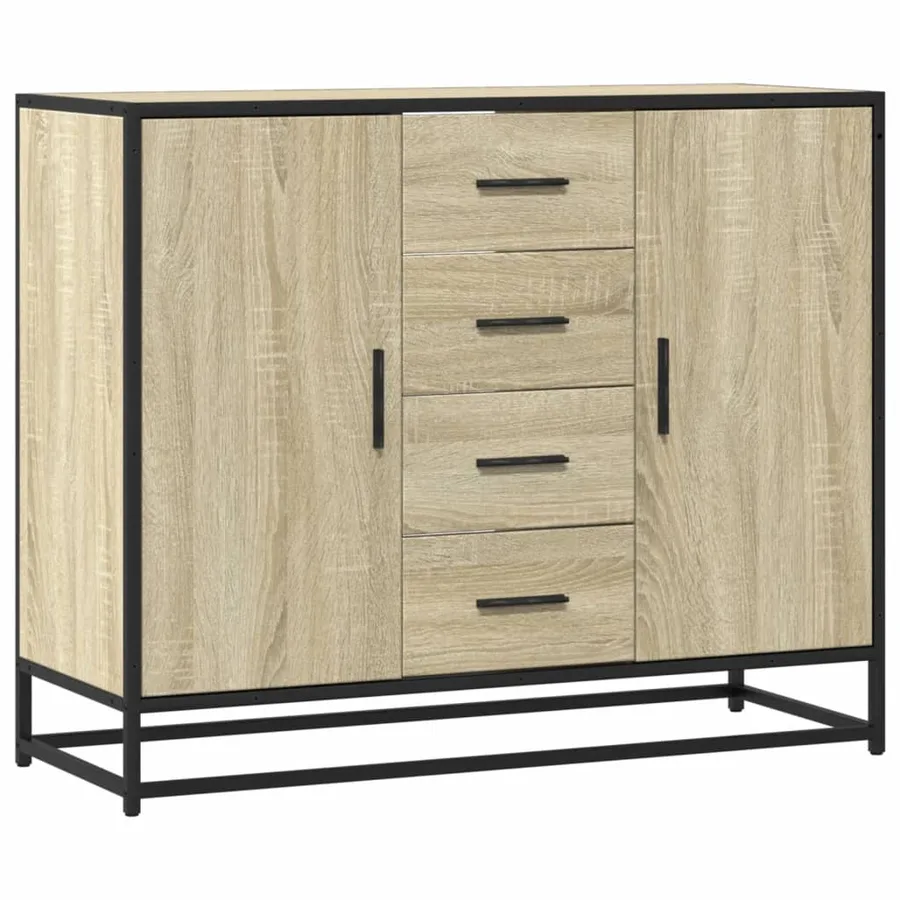 Buffet chêne sonoma 92x35x76 cm bois d'ingénierie - 2