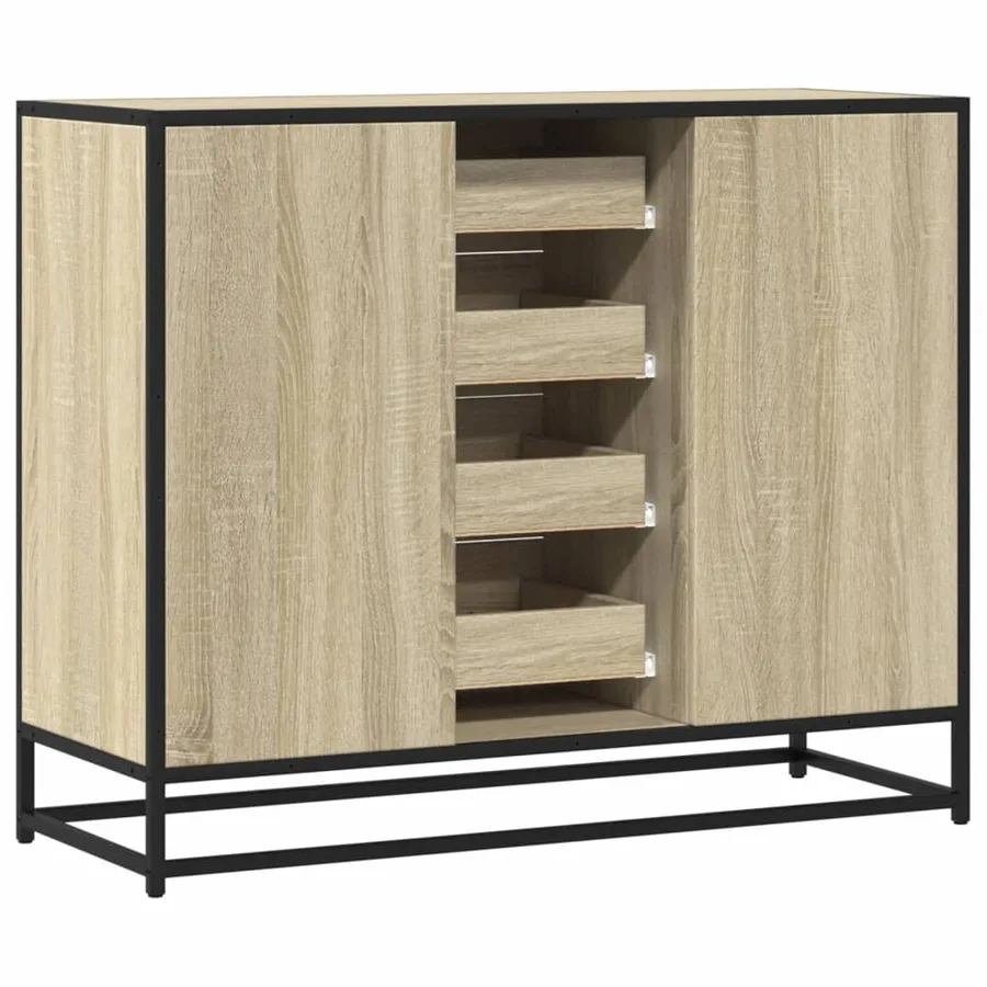 Buffet chêne sonoma 92x35x76 cm bois d'ingénierie - 6