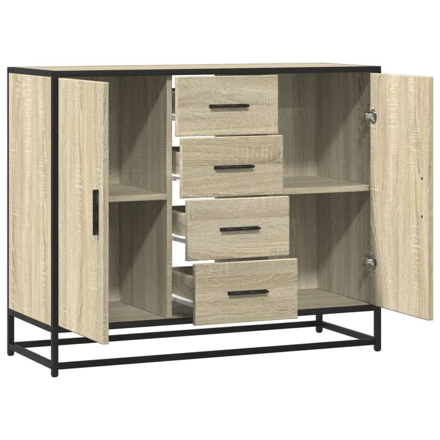 Buffet chêne sonoma 92x35x76 cm bois d'ingénierie - 7