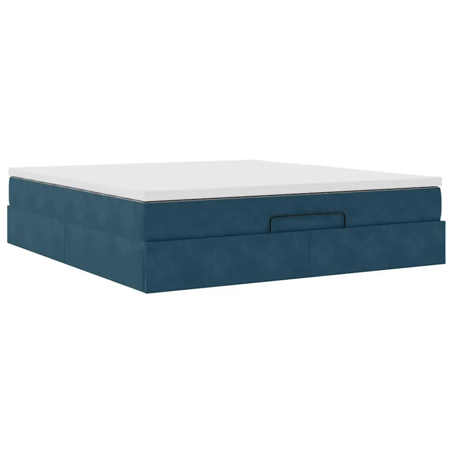 Cadre de lit ottoman avec matelas bleu foncé 160x200 cm velours - 6