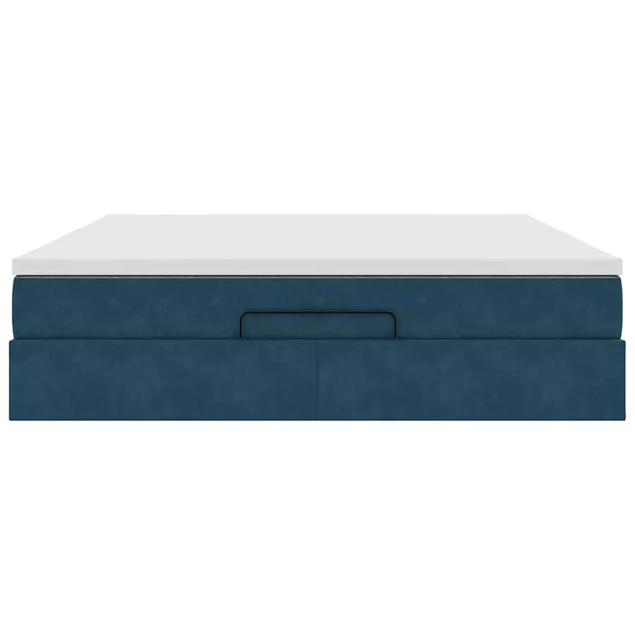 Cadre de lit ottoman avec matelas bleu foncé 160x200 cm velours - 7