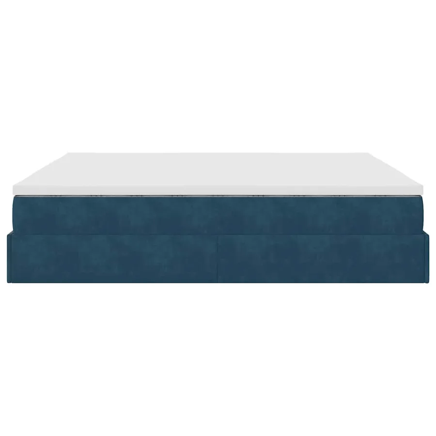 Cadre de lit ottoman avec matelas bleu foncé 160x200 cm velours - 9