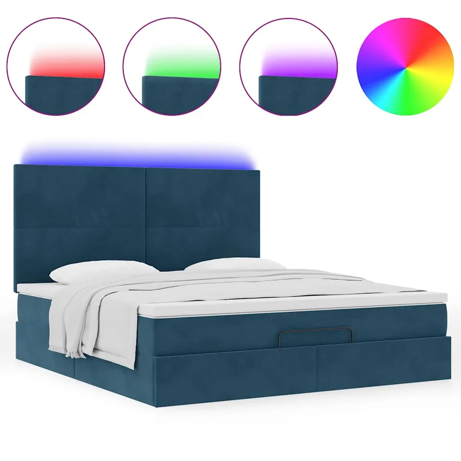 Cadre de lit ottoman avec matelas bleu foncé 160x200 cm velours - 5