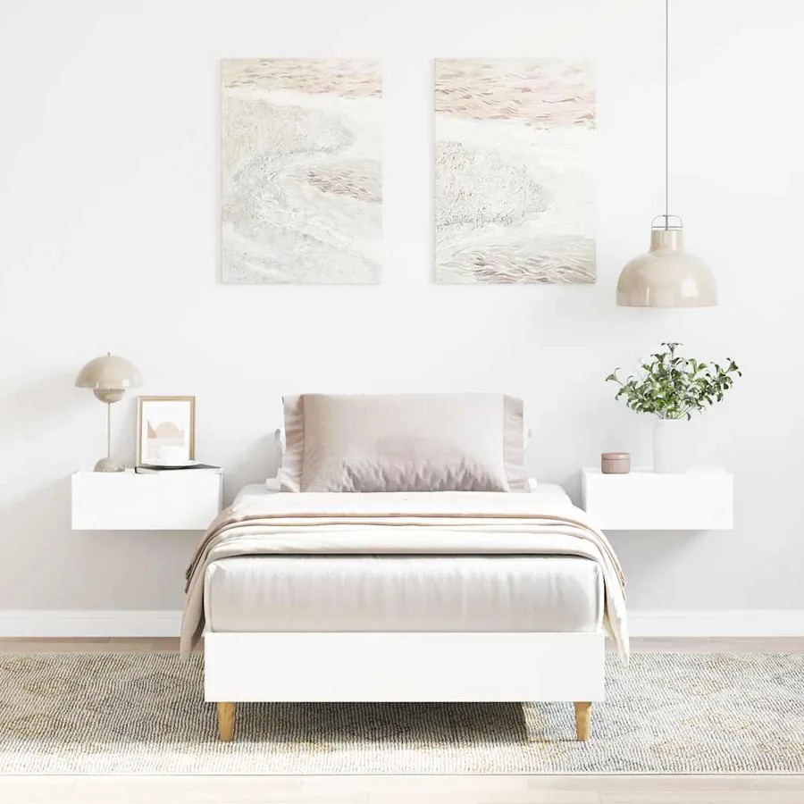 Cadre de lit sans matelas blanc 75x190 cm bois d'ingénierie