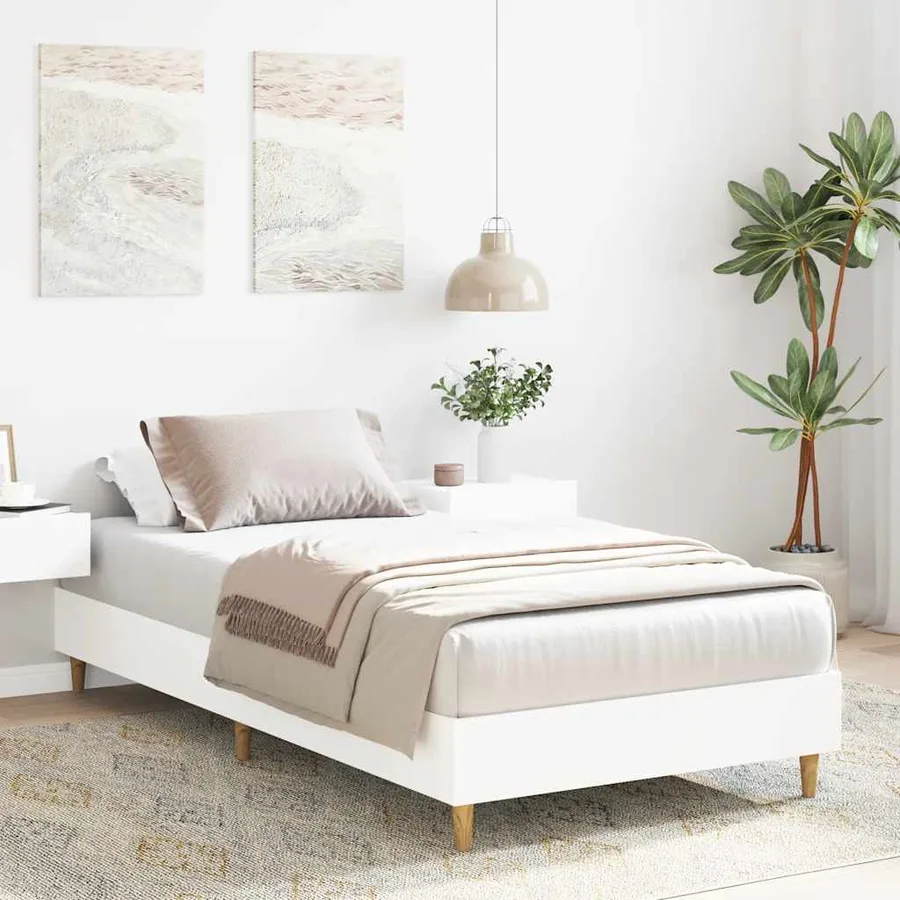 Cadre de lit sans matelas blanc 75x190 cm bois d'ingénierie - 3