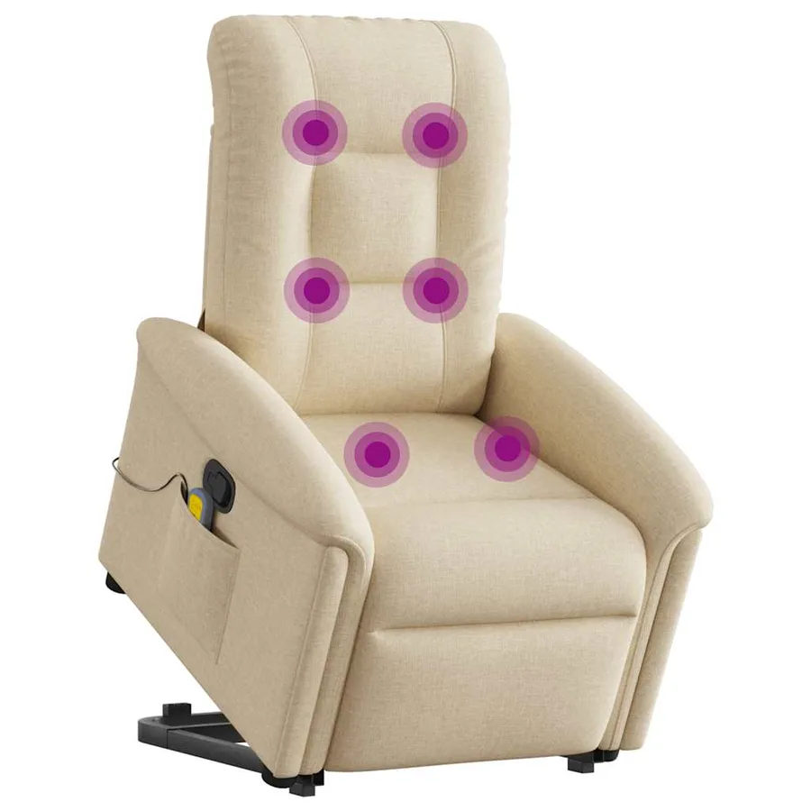 Fauteuil inclinable de massage Crème Tissu - 2