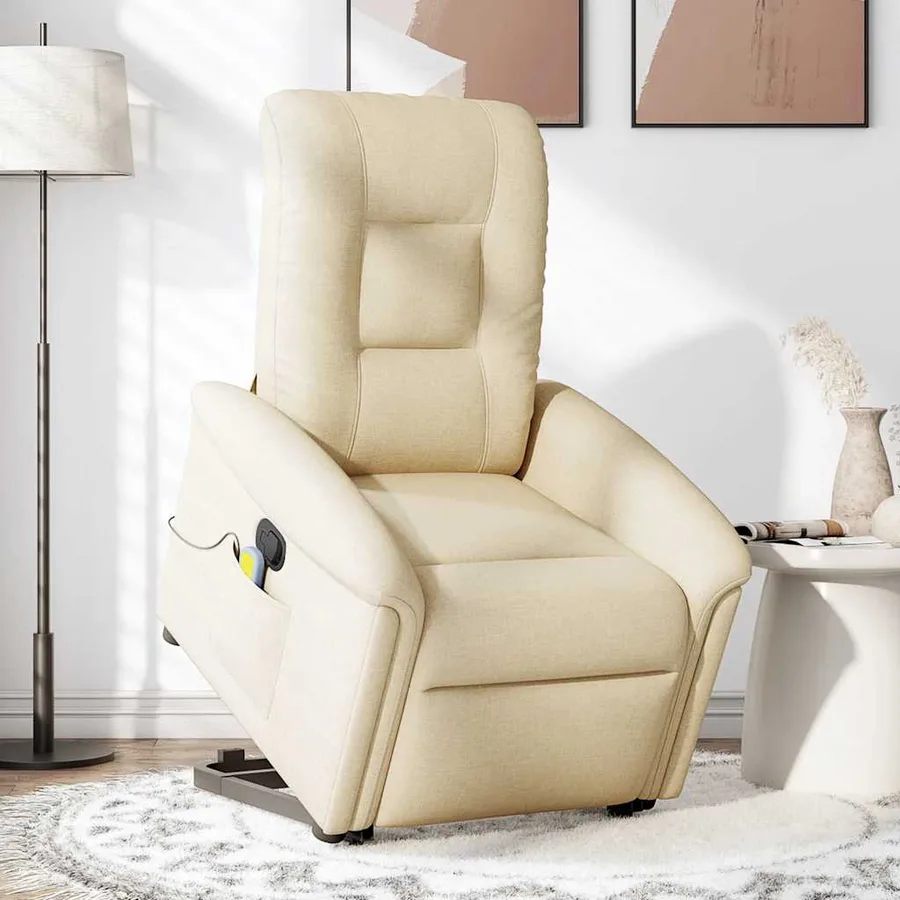 Fauteuil inclinable de massage Crème Tissu - 3