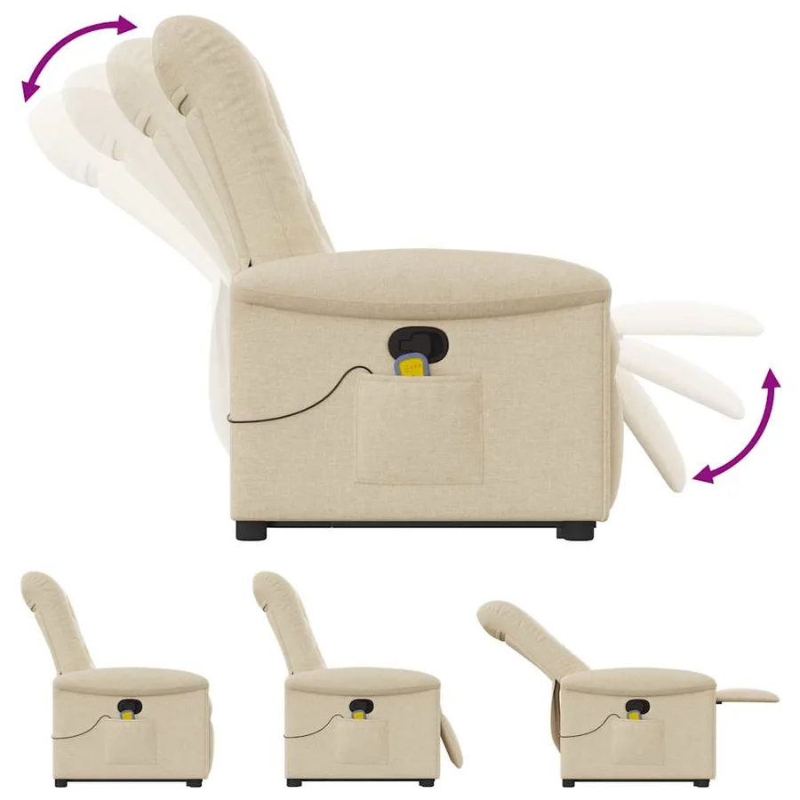 Fauteuil inclinable de massage Crème Tissu - 8