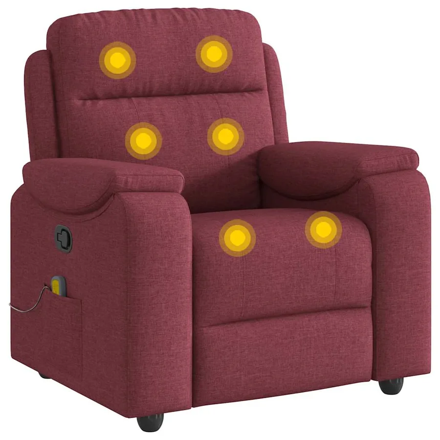 Fauteuil de massage inclinable Rouge bordeaux Tissu - 6