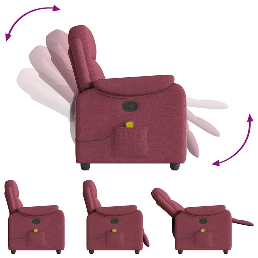 Fauteuil de massage inclinable Rouge bordeaux Tissu - 7