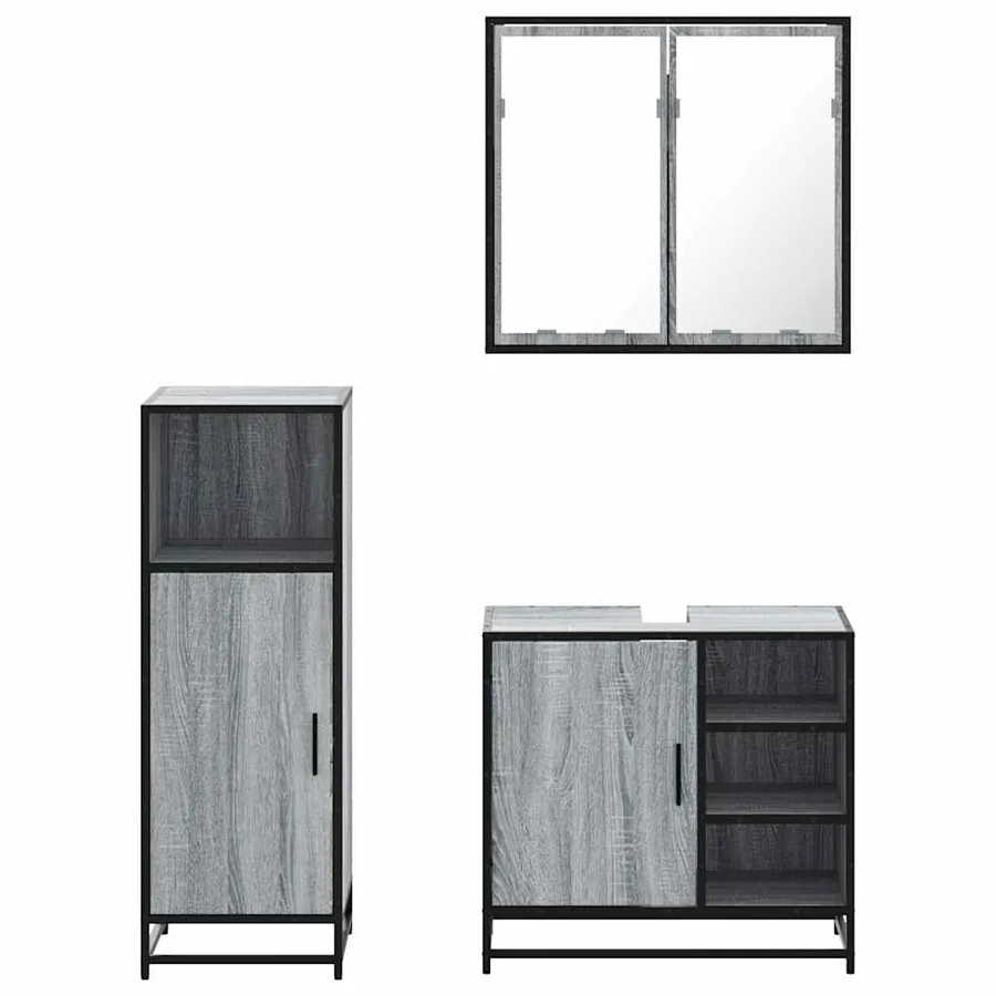 Ensemble de meubles de salle de bain 3 pcs Sonoma gris - 5