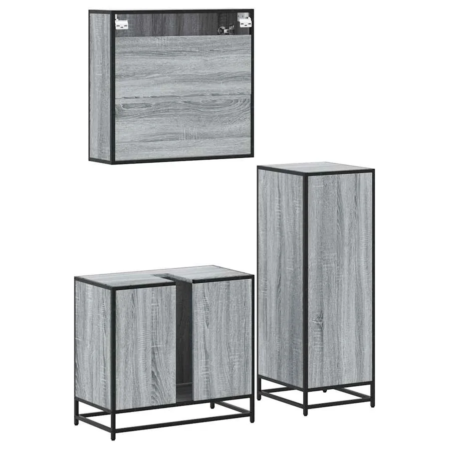 Ensemble de meubles de salle de bain 3 pcs Sonoma gris - 8